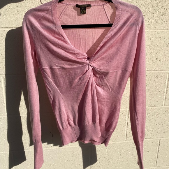 Dusty mauve Louis Vuitton cashmere knot front sweater